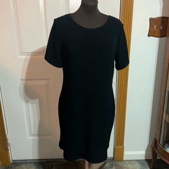 Coldwater Creek NWT Travellure Sheath Short Sleeve Black Tvl Knit Dress Size P16 - Picture 1 of 6